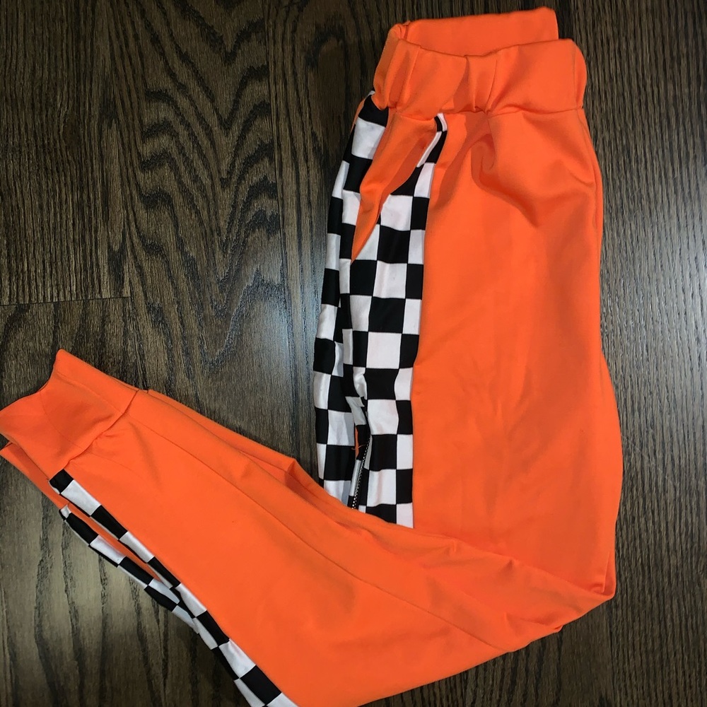orange checkered joggers
